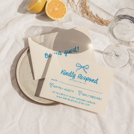 Cartão RSVP Casamento Moderno do Arco Retro Azul Desenhado à M