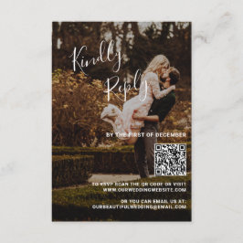 Cartão RSVP Casamento Moderno do Código QR de Foto Elegante