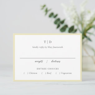 Cartão RSVP Casamento Moderno do Monograma Amarelo de Manteiga