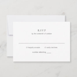 Cartão RSVP Casamento Moderno do Monograma Branco e Preto Limp