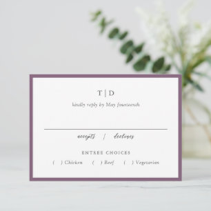 Cartão RSVP Casamento Moderno do Monograma Roxo Elegante