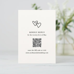 Cartão RSVP Casamento Moderno Doodle do Coração Desenhado Mão