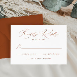 Cartão RSVP Casamento Moderno e Elegante com Letra Terracota