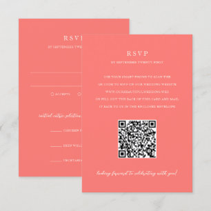 Cartão RSVP Casamento Moderno e Ousado com Código QR Simples e