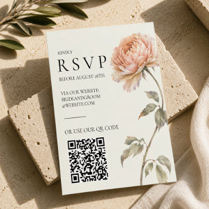 Cartão RSVP Casamento Moderno Editorial Outono Pêssego Peônia