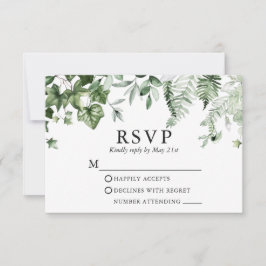 Cartão RSVP Casamento Moderno Elegante Botânico Ivy Greenery
