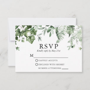 Cartão RSVP Casamento Moderno Elegante Botânico Ivy Greenery