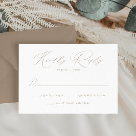 Cartão RSVP Casamento Moderno Elegante com Letra Taupe