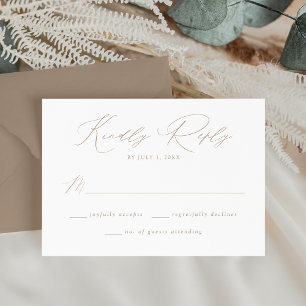 Cartão RSVP Casamento Moderno Elegante com Letra Taupe