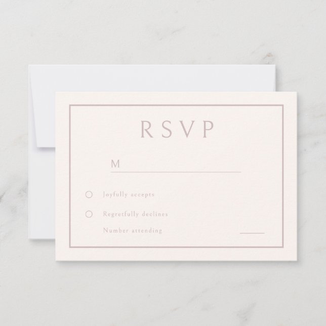 Cartão RSVP Casamento Moderno Elegante de Blush Mínimo (Frente)