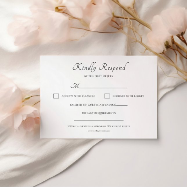 Cartão RSVP Casamento Moderno Elegante de Script Clássico (Criador carregado)