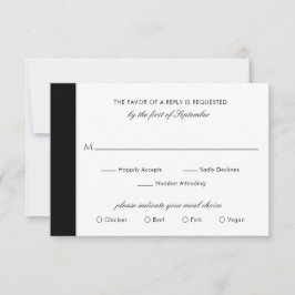 Cartão RSVP Casamento Moderno Elegante Elegante Branco Negro M