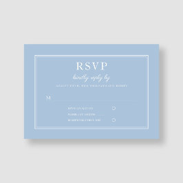 Cartão RSVP Casamento Moderno Elegante em Azul Pó Script