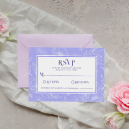 Cartão RSVP Casamento Moderno Elegante Floral Periwinkle Boho