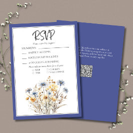 Cartão RSVP Casamento Moderno Elegante Formal de Flores Selvag