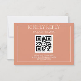 Cartão RSVP Casamento Moderno Elegante Laranja Pastel