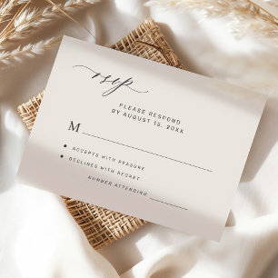 Cartão RSVP Casamento moderno elegante minimalista marfim