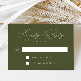 Cartão RSVP Casamento Moderno Elegante Oliva Verde