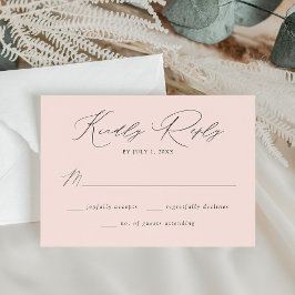 Cartão RSVP Casamento Moderno Elegante Rosa