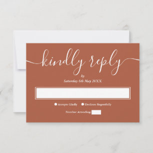 Cartão RSVP Casamento Moderno Elegante Script Terracota