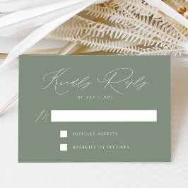 Cartão RSVP Casamento Moderno Elegante Verde Sage