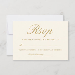 Cartão RSVP Casamento Moderno em Sala de Baile em Marfim Antig
