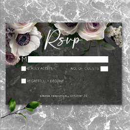 Cartão RSVP Casamento Moderno Floral Elegante de Cinzas de Car