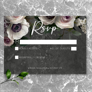 Cartão RSVP Casamento Moderno Floral Elegante de Cinzas de Car