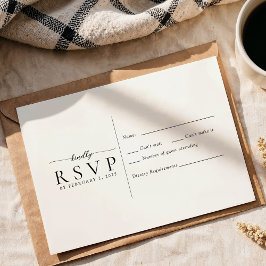 Cartão RSVP Casamento Moderno Minimalista