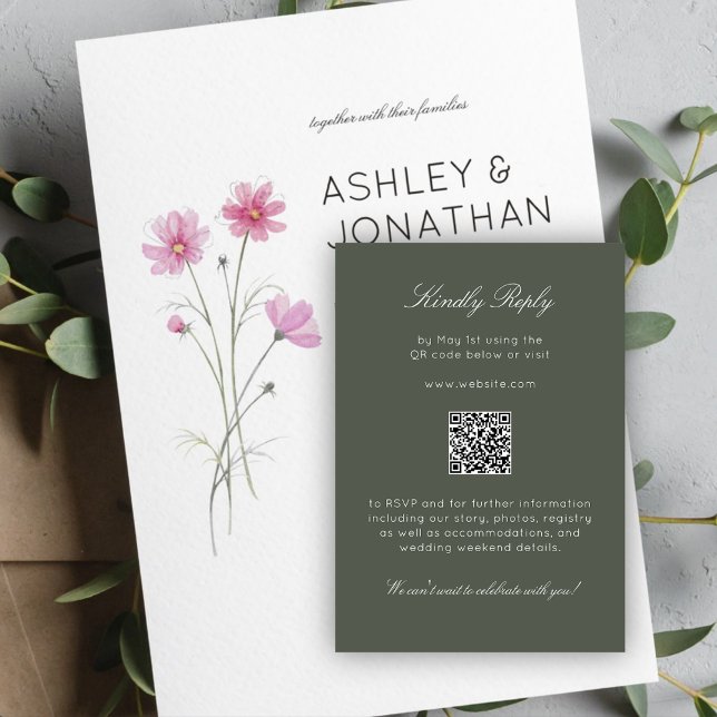 Cartão RSVP Casamento Moderno Minimalista (Criador carregado)