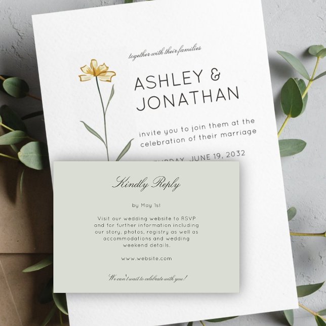 Cartão RSVP Casamento Moderno Minimalista (Criador carregado)
