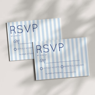 Cartão RSVP Casamento Moderno Minimalista com Listras Azuis da