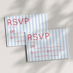 Cartão RSVP Casamento Moderno Minimalista Costeiro Listras Azu