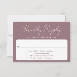 Cartão RSVP Casamento Moderno Minimalista Elegante em Roxo Cla