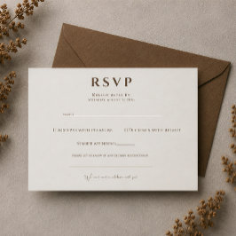 Cartão RSVP Casamento Moderno Minimalista Elegante Mocha Atemp
