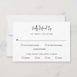 Cartão RSVP Casamento Moderno Minimalista Negro e Branco