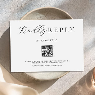 Cartão RSVP Casamento Moderno Minimalista Negro e Branco