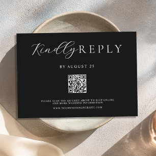 Cartão RSVP Casamento Moderno Minimalista Negro e Branco