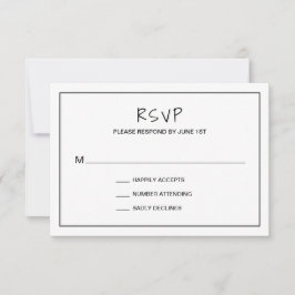 Cartão RSVP Casamento Moderno Minimalista Simples