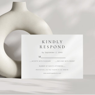 Cartão RSVP Casamento Moderno Mínimo Chic