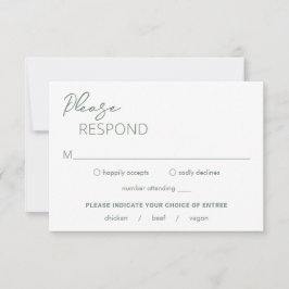 Cartão RSVP Casamento Moderno Mínimo de Sage Verde