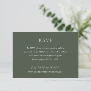 Cartão RSVP Casamento Moderno na moda Olive Green
