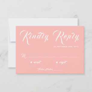 Cartão RSVP Casamento Moderno Pastel Pink