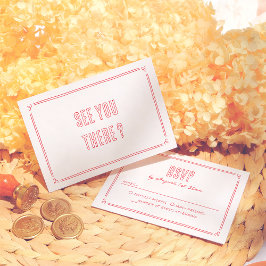 Cartão RSVP Casamento Moderno Retro Desenhado à Mão Excêntrico