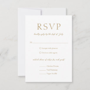 Cartão RSVP Casamento Moderno Simples e Dourado