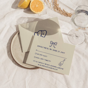 Cartão RSVP Casamento Moderno Simples Retrô Escrito À Mão