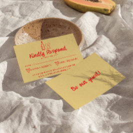 Cartão RSVP Casamento Moderno Simulativo Desenhado À Mão Retro