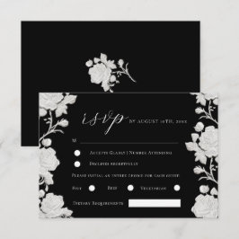 Cartão RSVP Casamento Moderno Tendência Rosa Branca e Preta