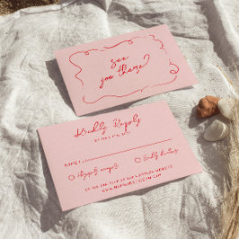 Cartão RSVP Casamento Moderno Único e Colorido Escrito À Mão