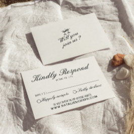 Cartão RSVP Casamento Moderno Único Escrito À Mão